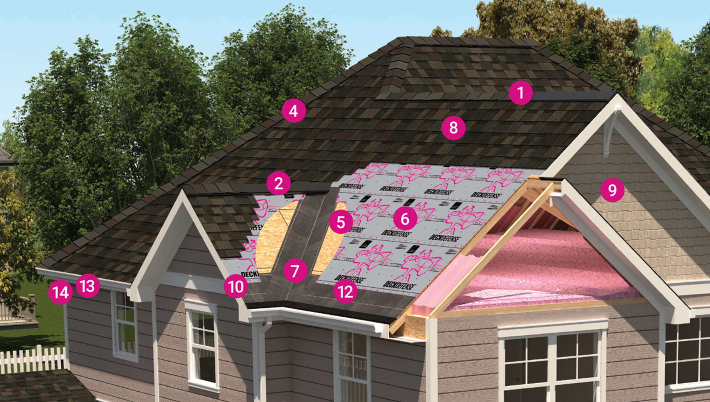 Anatomy of a roofing system showing all layers