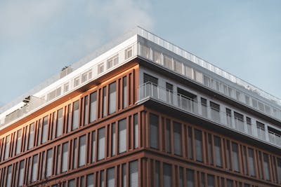 Commercial office building flat roof